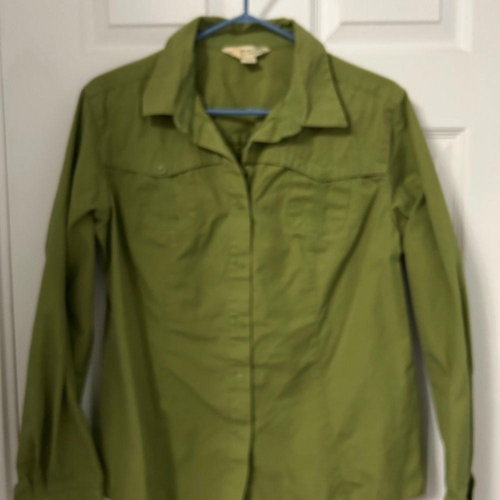 Gander Mountain Green Long Sleeve Notched Collar Shirt